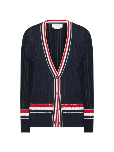 Thom Browne Stripe Cable Cardigan In Multi