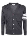 Thom Browne Classic V Neck Cardigan In Fine Merino Wool With 4 Bar Stripes Clothing In Gray