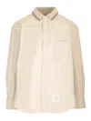 Thom Browne Stripe Cotton Flannel Oversized Shirt Shirts White In Gold