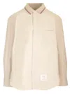 Thom Browne Stripe Cotton Flannel Oversized Shirt Shirts White In White