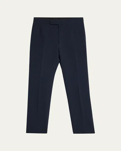 Thom Browne Stripe Cotton Tailored Pants In Blue
