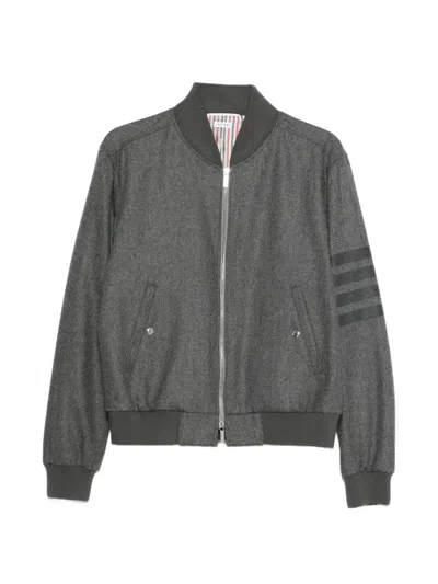 Thom Browne Stripe-detail Bomber Jacket In Gray
