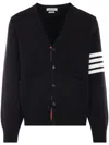 Shop Thom Browne Stripe-detail Cotton Cardigan In 001 Black