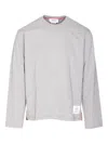 Thom Browne Stripe-detail Cotton Sweater In Gray
