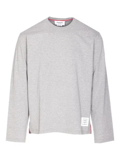 Thom Browne Stripe-detail Cotton Sweater In Gray