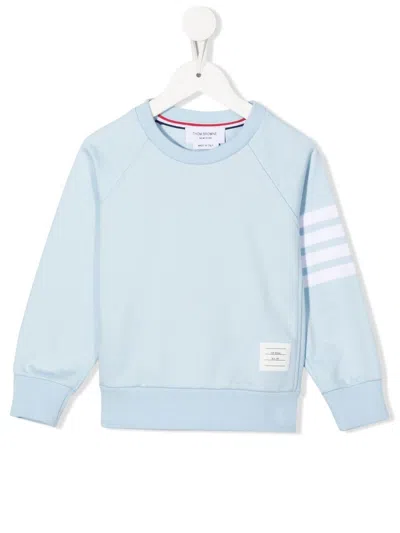 Thom Browne Kids' Stripe-detail Crew Neck Jumper In Blue
