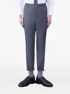 Thom Browne Stripe-detail Elasticated-cuff Trousers In Gray