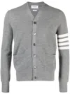 Thom Browne Grey Virgin Wool Cardigan In Grey
