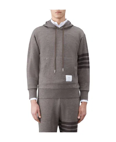 Thom Browne Stripe-detail Knit Hoodie In Gray
