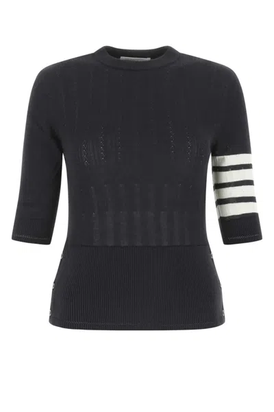 Thom Browne Stripe-detail Knitted Top In Black