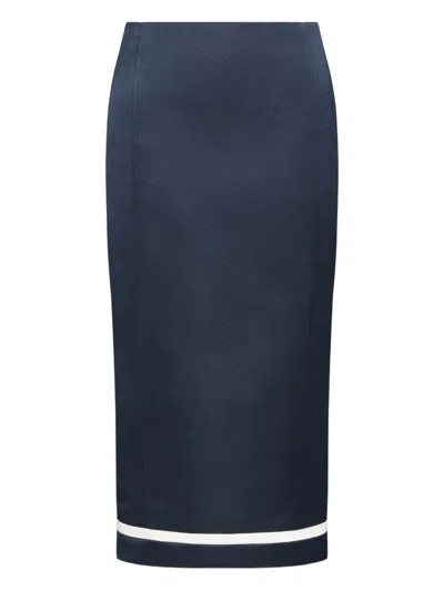 Thom Browne Stripe-detail Midi Skirt In Blue
