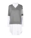 Thom Browne Stripe-detail Poplin Dress In Gray