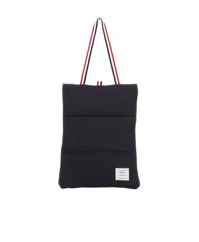 Thom Browne Stripe-detail Quilted Tote Bag In Black