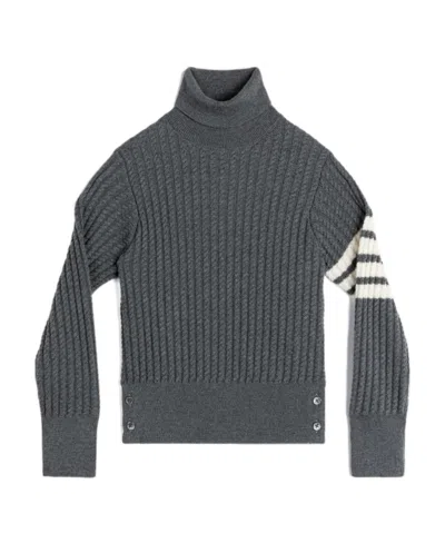 Thom Browne Stripe-detail Roll Neck Sweater In Black