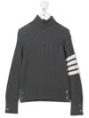 Thom Browne Rollkragenpullover Mit Streifendetail In Grey