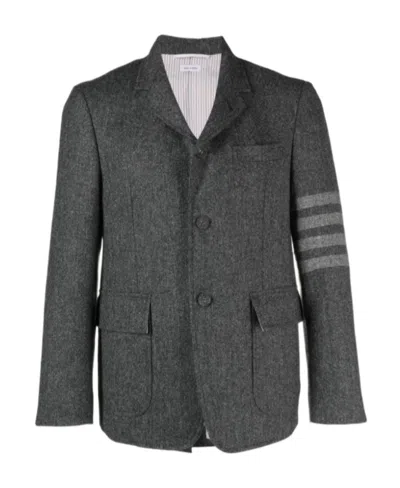 Thom Browne Stripe-detail Single-breasted Blazer In Black