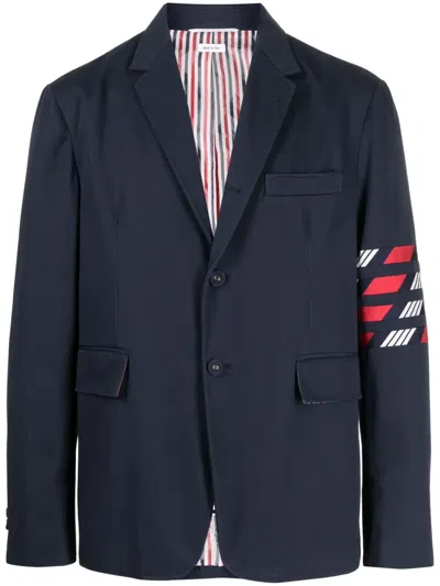 Thom Browne Stripe-detail Single-breasted Blazer In Blue