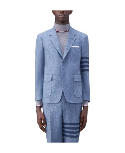 Thom Browne Stripe-detail Single-breasted Blazer In Blue