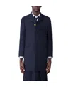 Thom Browne Stripe-detail Single-breasted Coat In Black