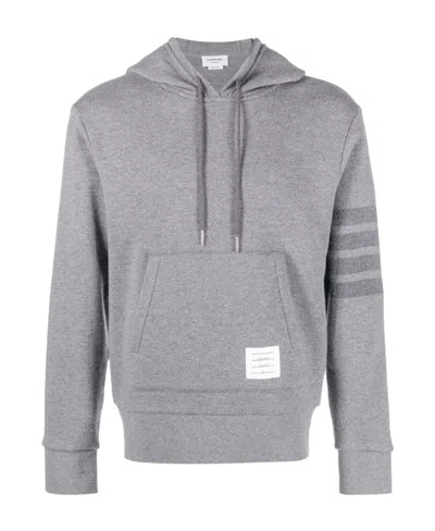 THOM BROWNE THOM BROWNE STRIPE DETAILED KNITTED DRAWSTRING HOODIE