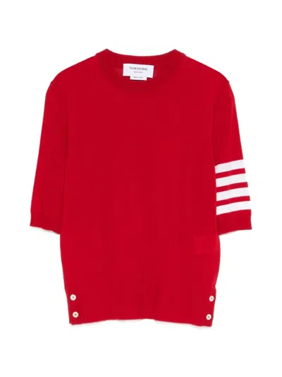 Thom Browne Merino Wool Short Sleeve Knit T-shirt In Red