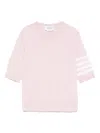 Thom Browne Merino Wool Jersey Stitch 4-bar Short-sleeve Sweater In Pink