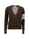 Thom Browne V Neck Jacket Long Sleeves Striped Detail In Brown