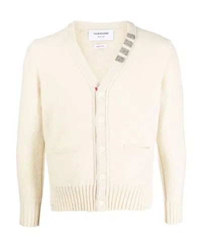 Thom Browne Stripe-detail V-neck Cardigan In White