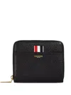 Thom Browne Logo Embossed Zipped Wallet In Black