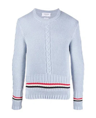 Thom Browne Stripe-detail Wool Cardigan In 480 Light Blue