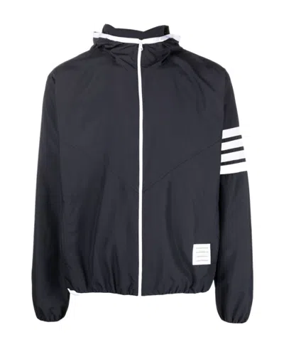 Thom Browne Stripe-detail Zip-up Jacket In Black