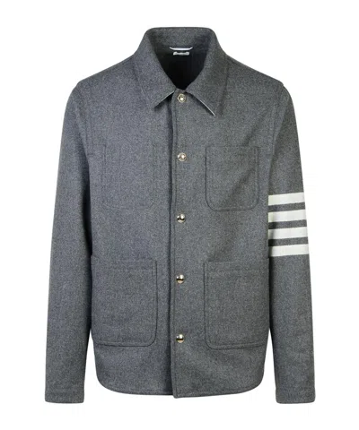 THOM BROWNE THOM BROWNE STRIPE DETAILED BUTTONED JACKET