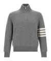 Thom Browne 4bar Half Zip Sweater Sweaters And Cardigans Gray In Gray