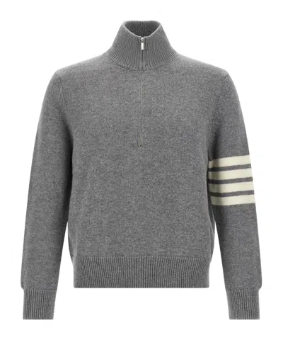 THOM BROWNE THOM BROWNE STRIPE DETAILED FUNNEL NECK SWEATER