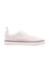 Thom Browne Tricolour-stripe Leather Trainers In White