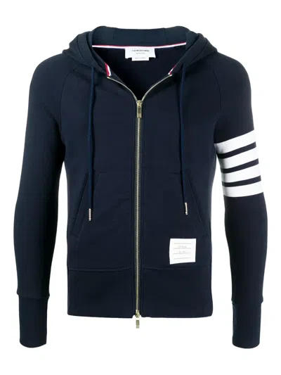 THOM BROWNE STRIPE-DETAILED ZIP-FASTENING HOODIE