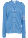 Thom Browne Stripe-detailing Cotton Cardigan In Blue
