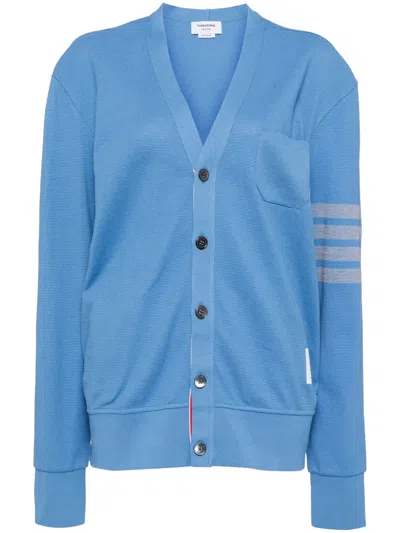 Thom Browne Stripe-detailing Cotton Cardigan In Blue