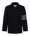 Thom Browne Stripe-detailing Wool Blend Cardi-coat In Black
