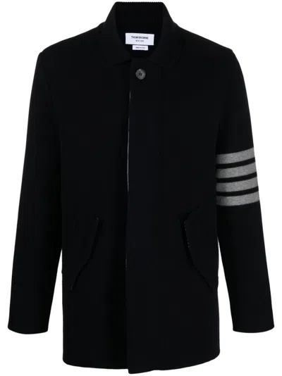 Thom Browne Stripe-detailing Wool Blend Cardi-coat In Blue