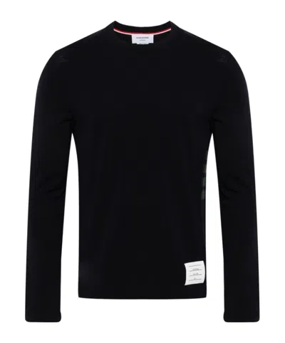 Thom Browne Stripe-detailing Wool T-shirt In Black