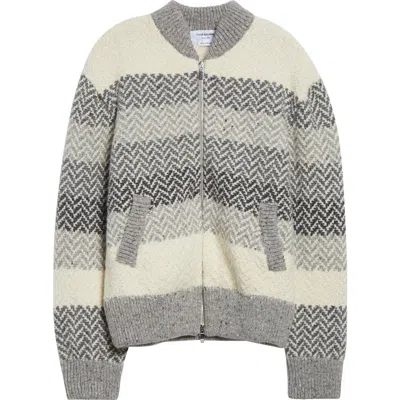 Thom Browne Stripe Herringbone Wool & Mohair Jacket In Multi