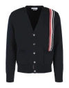 Thom Browne Navy Blue Wool Cardigan With Tricolour Insert Men In Fantasy