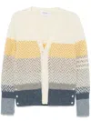 Thom Browne Multicolor Striped Herringbone Jacquard Classic V Neck Cardigan