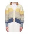 Thom Browne Multicolor Striped Herringbone Jacquard Classic V Neck Cardigan In Multi