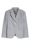 Thom Browne Striped Linen-cotton Single-breasted Crop Sportcoat In Gray