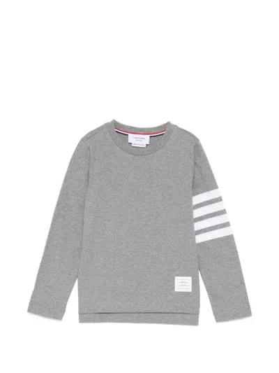Thom Browne Kids' Stripe Long-sleeve Top In Gray