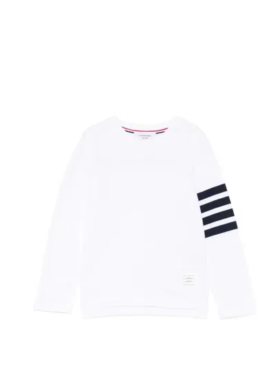 Thom Browne Kids' Stripe Long-sleeve Top In White