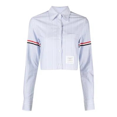 Thom Browne Stripe Oxford Armband Cropped Shirt Women In White