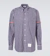 Thom Browne Stripe Oxford Armband Gingham Cotton Shirt In Blue